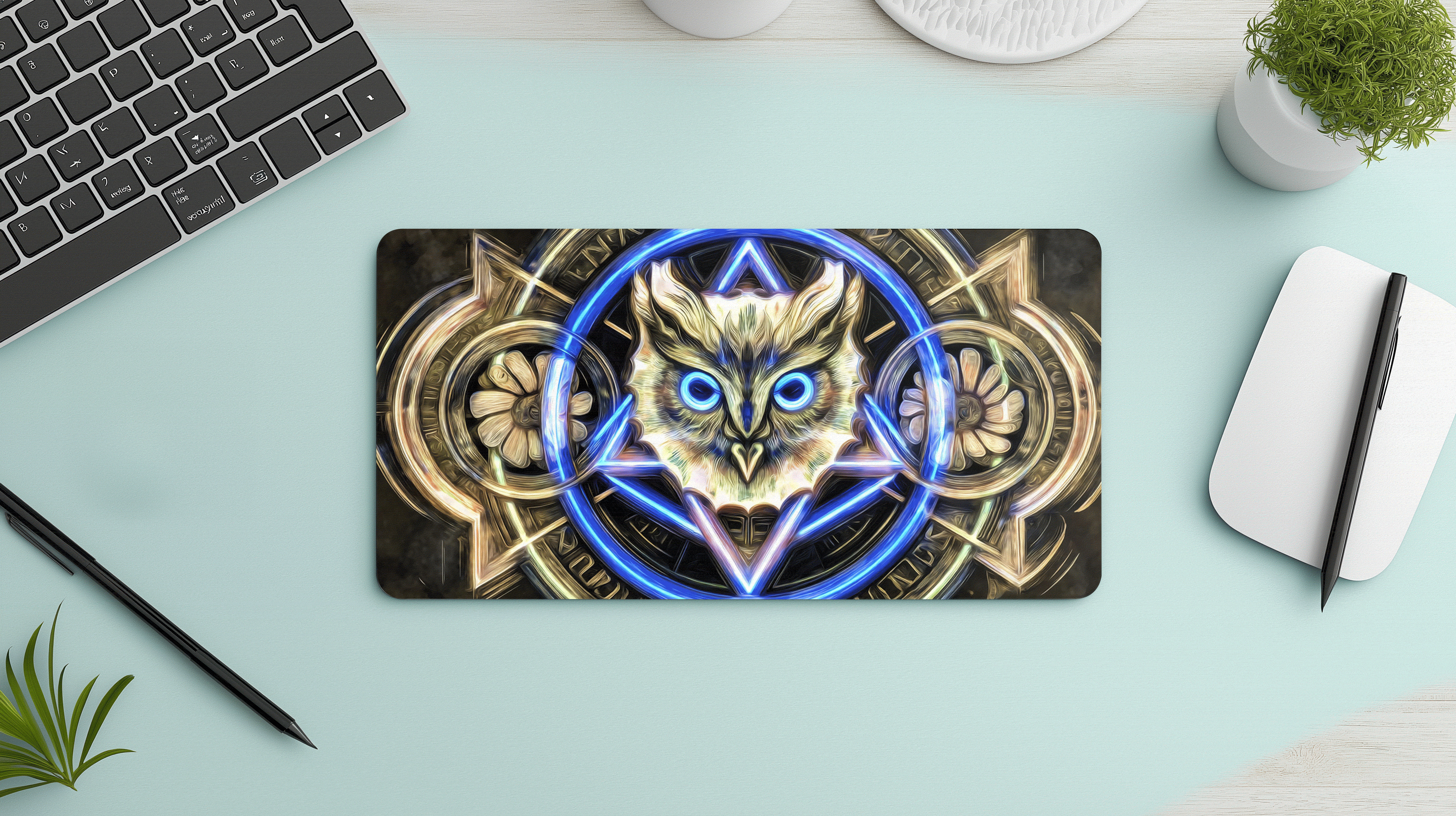 猫头鹰图案鼠标垫