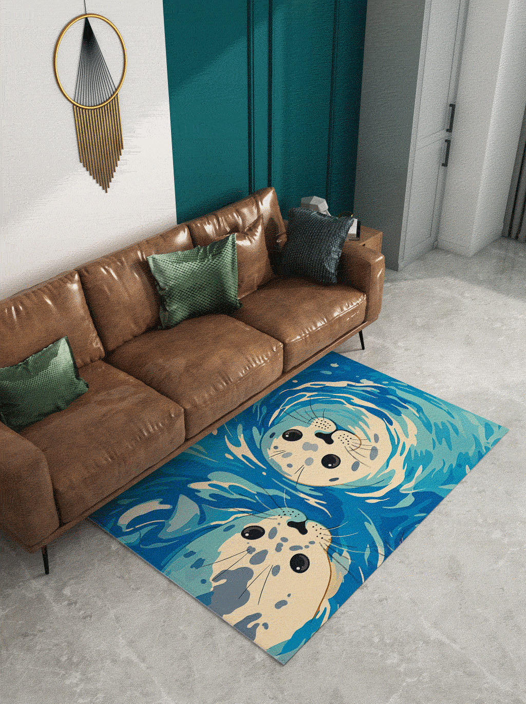 海豹图案地毯