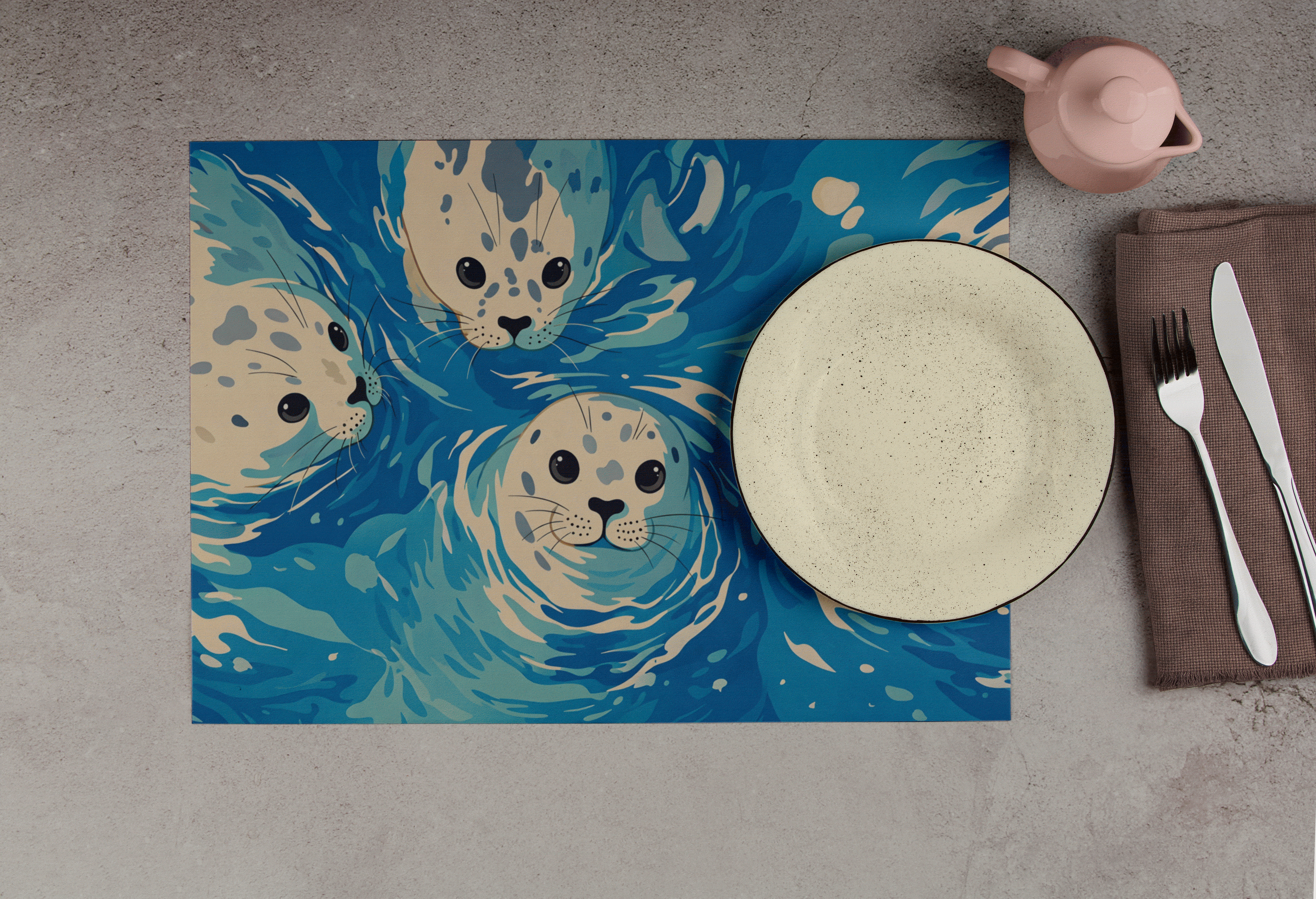 海豹图案餐垫
