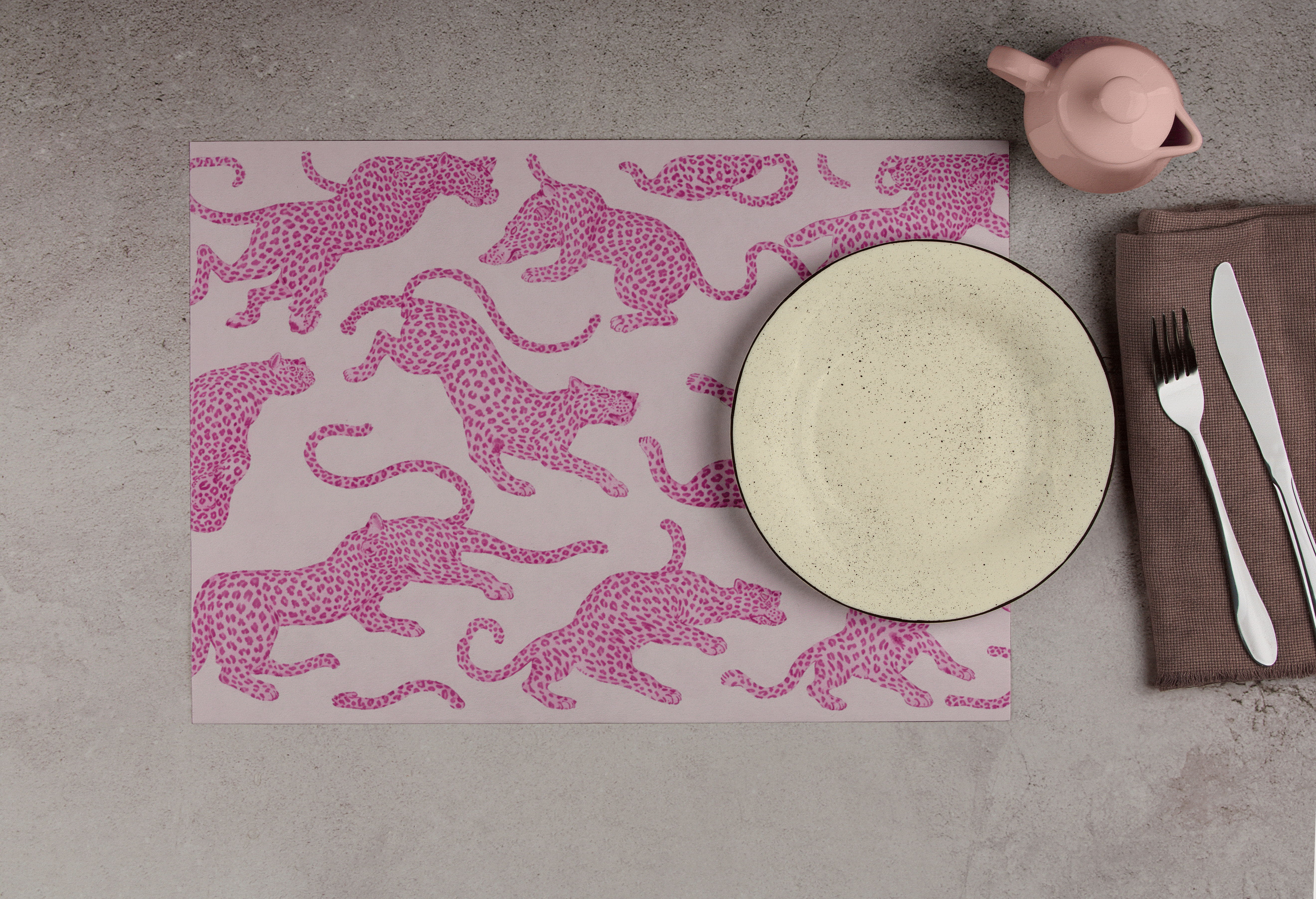粉色豹纹餐垫