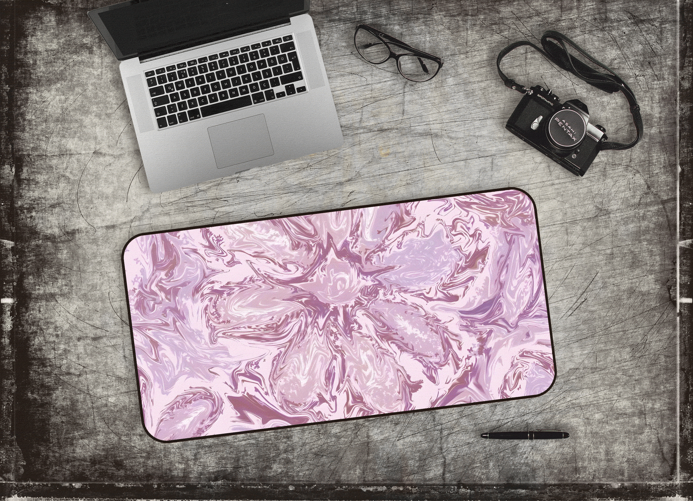紫粉色大理石纹鼠标垫