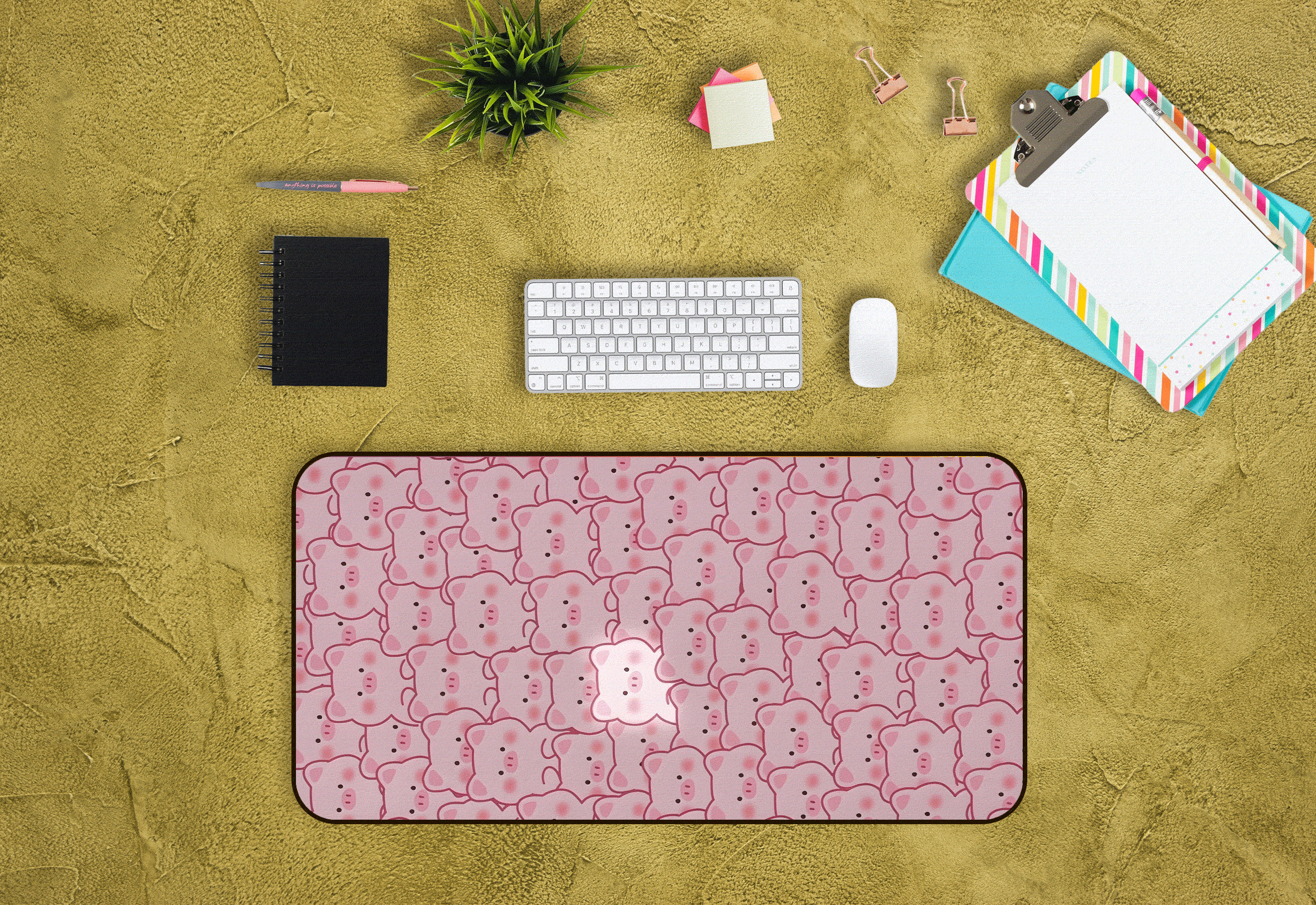 粉色小猪图案鼠标垫