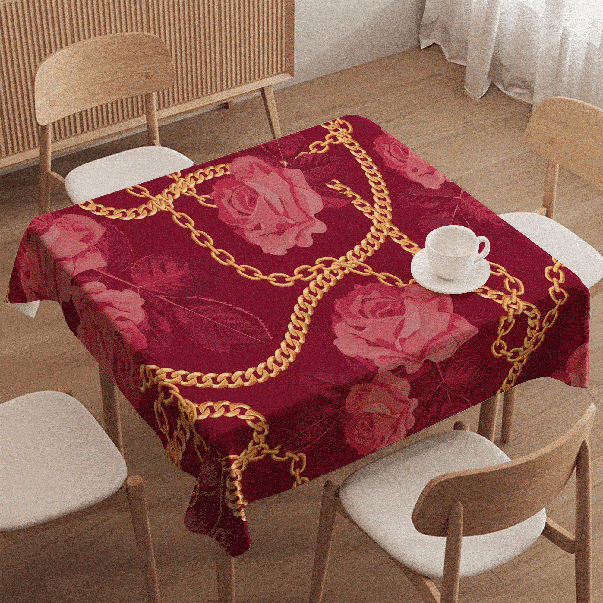 玫瑰链条桌布