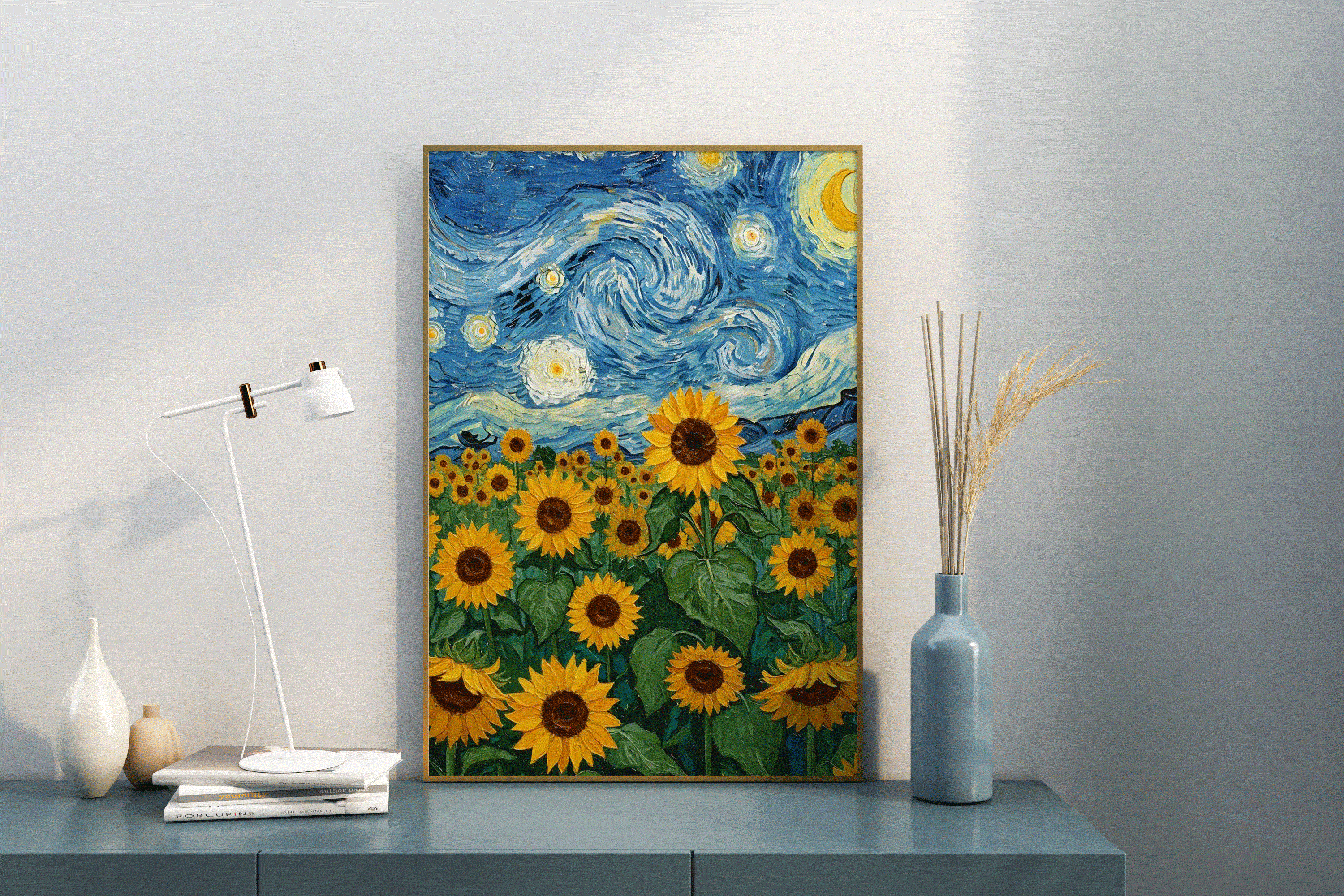 梵高风格向日葵画作