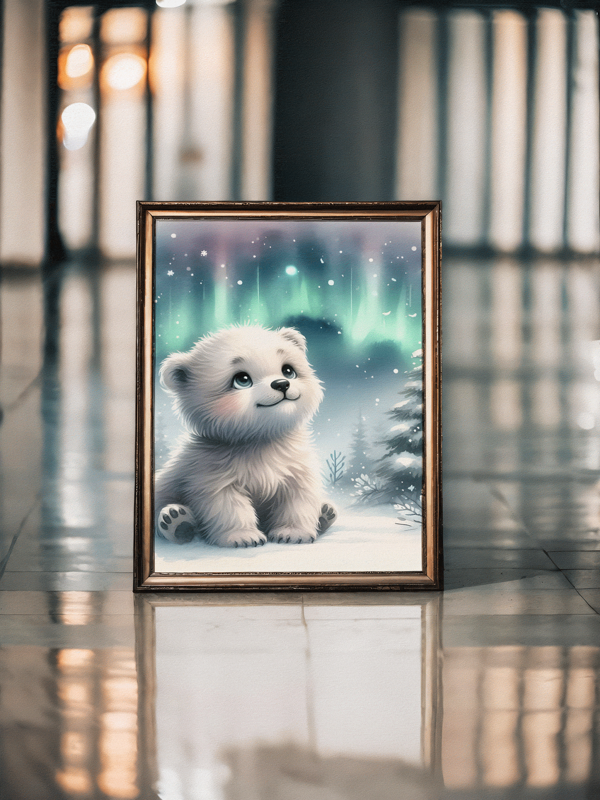北极熊幼崽画框