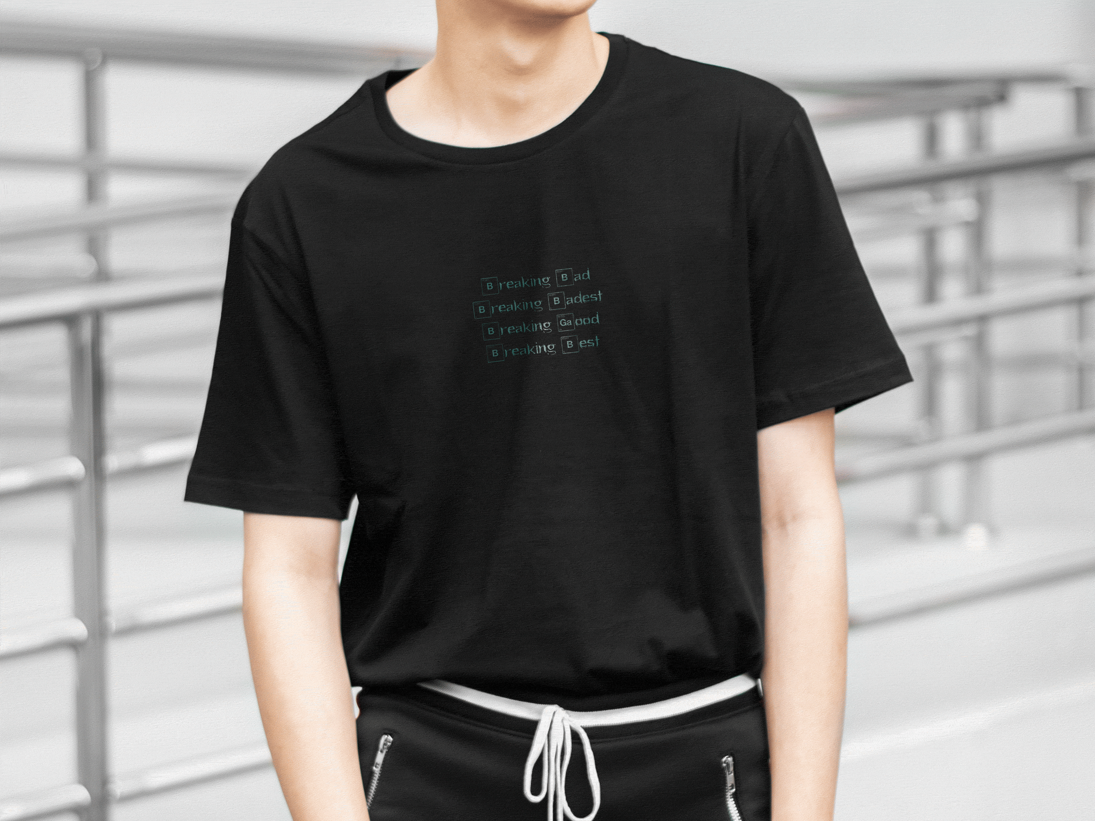 黑色印花短袖T恤