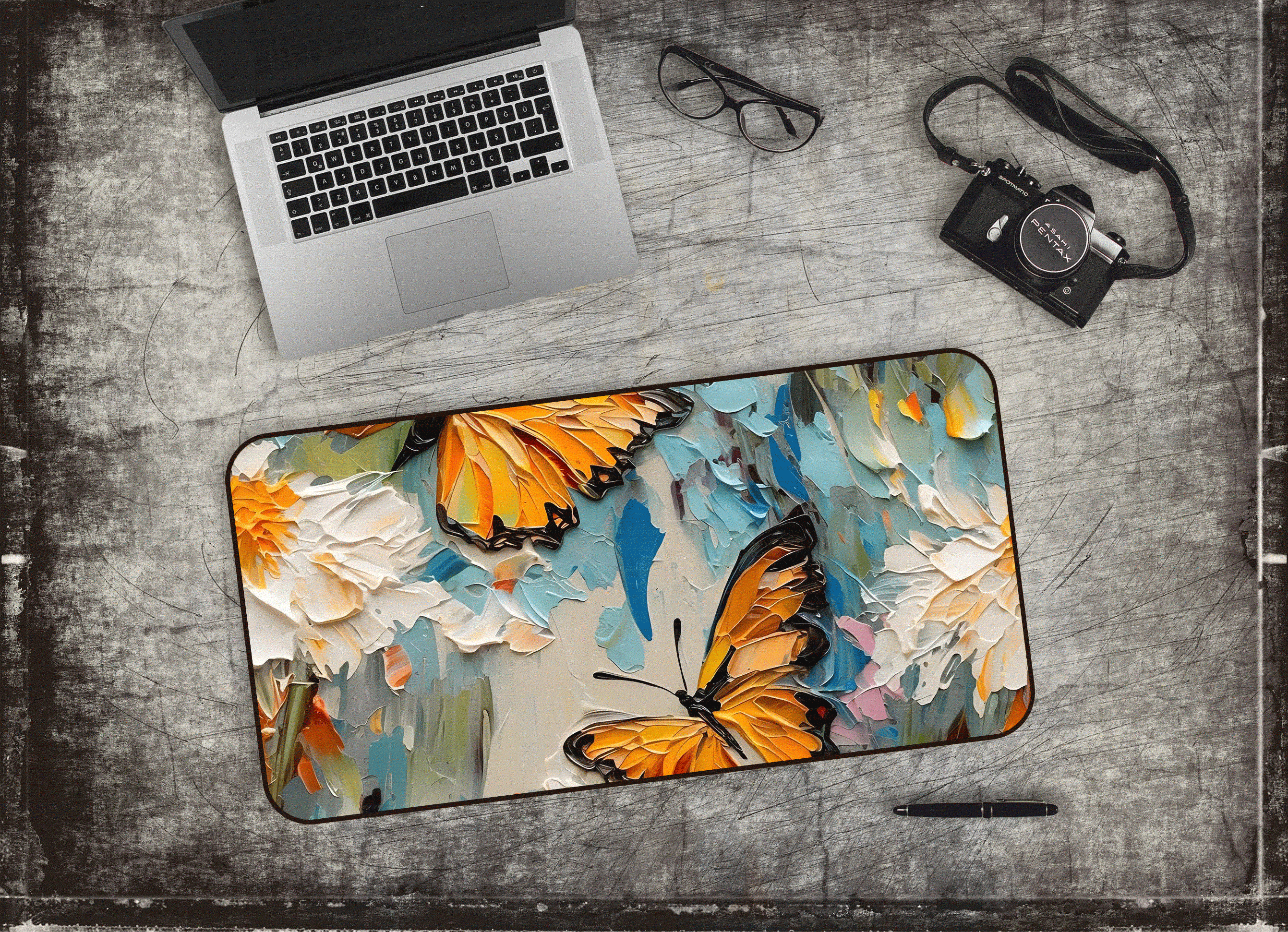 蝴蝶油画鼠标垫