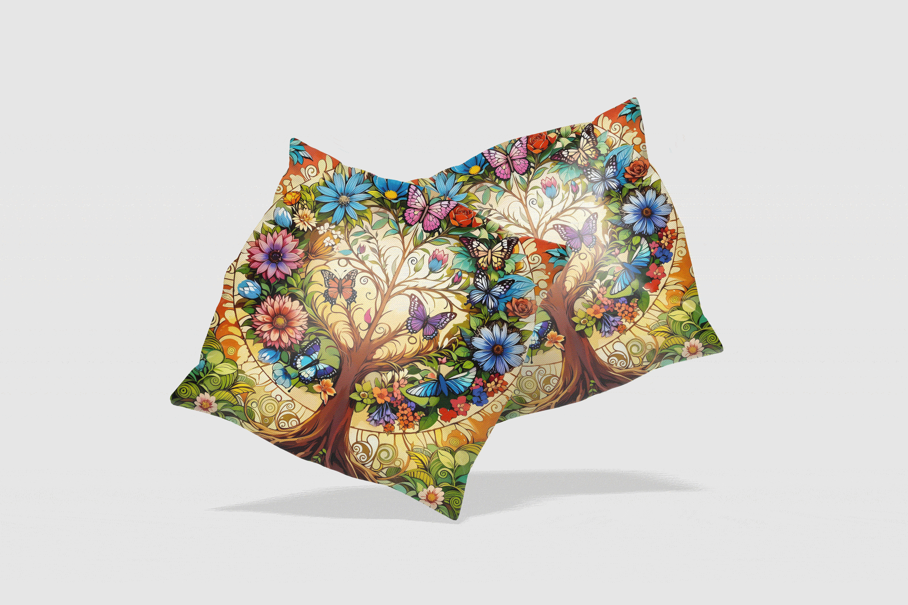 花卉蝴蝶图案抱枕