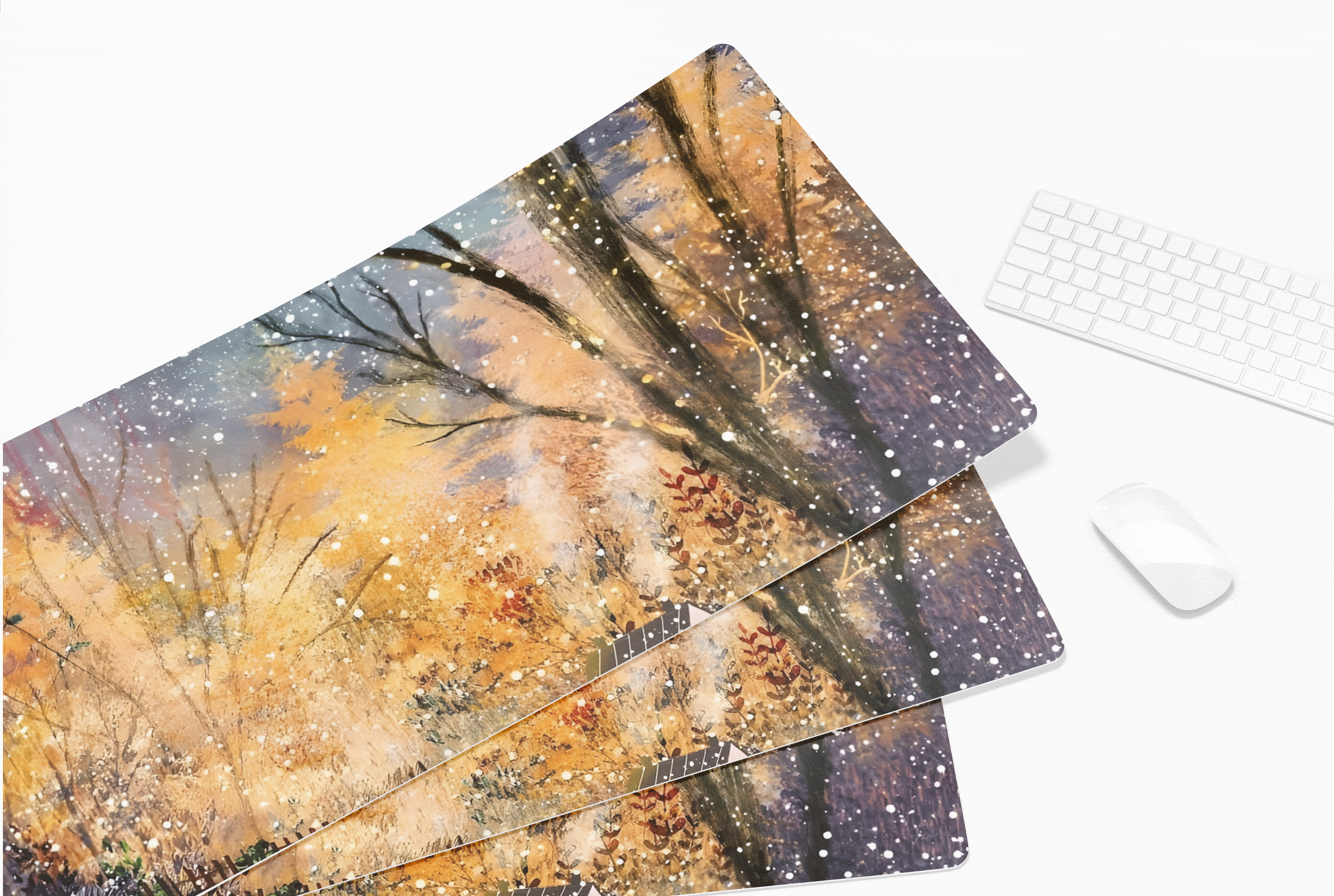 秋冬森林雪景鼠标垫