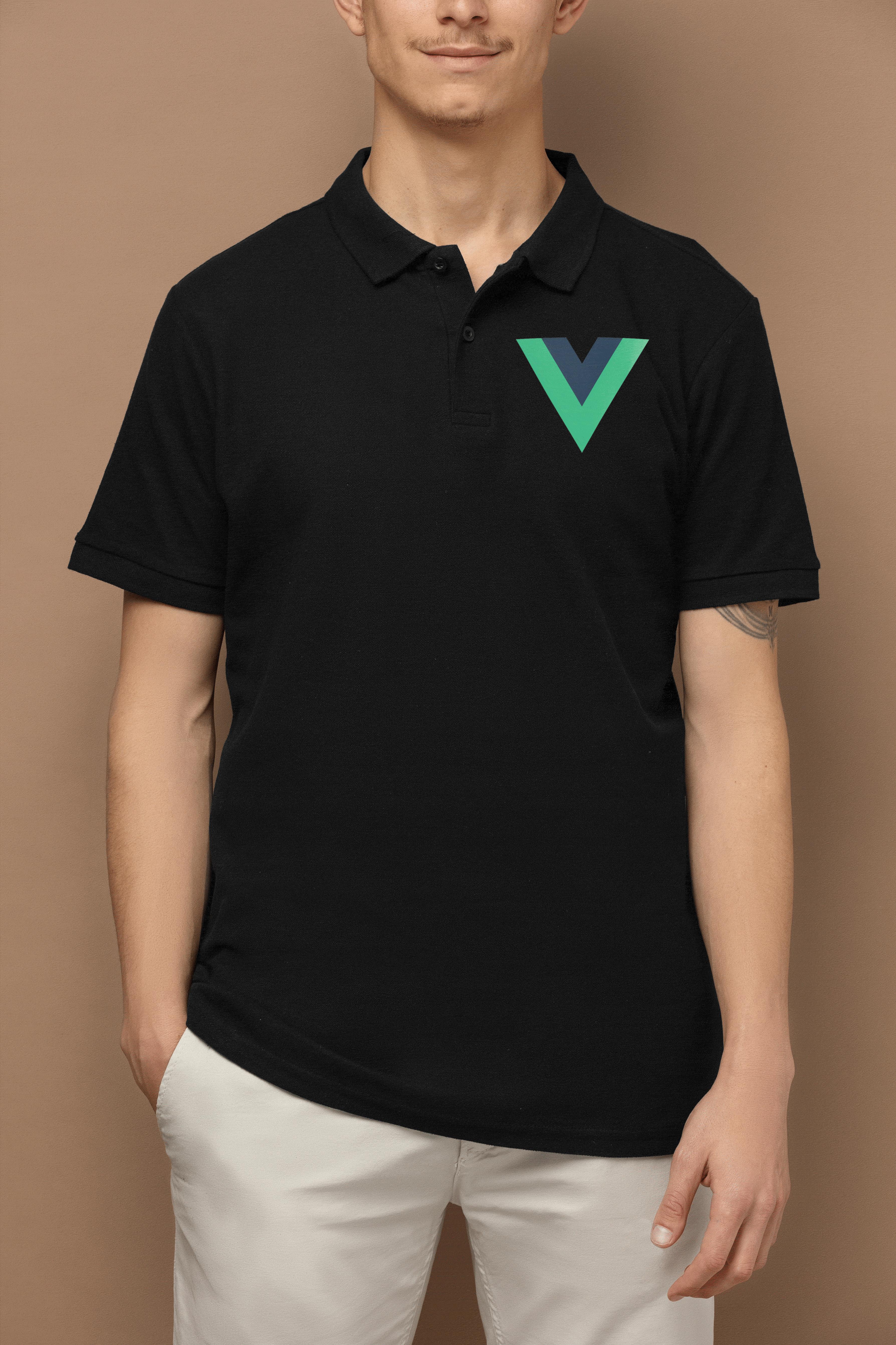 黑色V字标志Polo衫